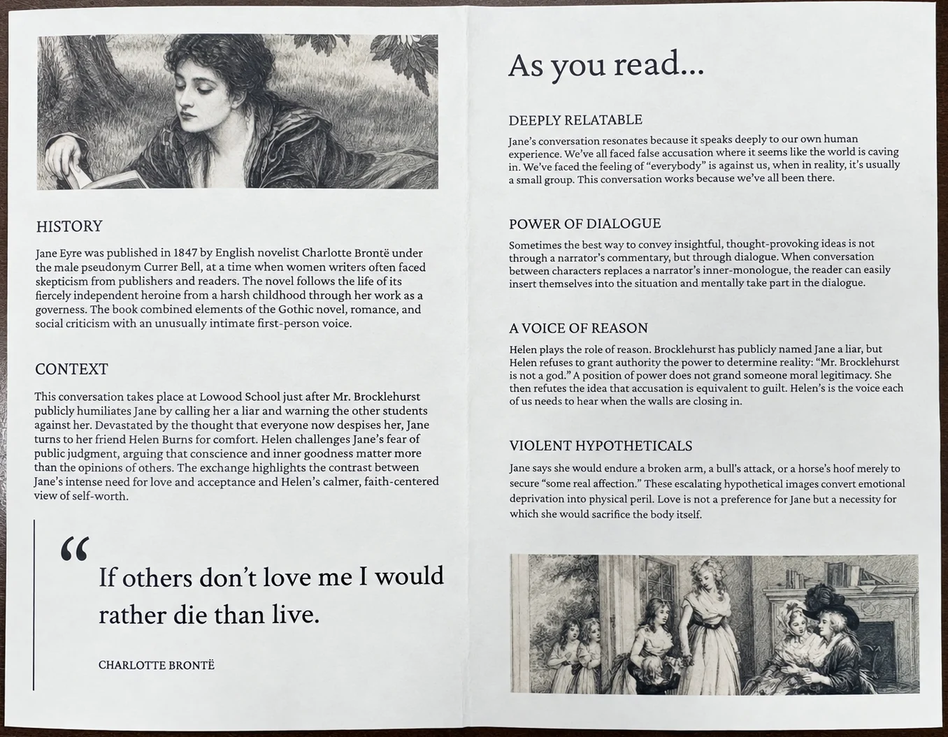 Close-reading notes for the Jane Eyre excerpt